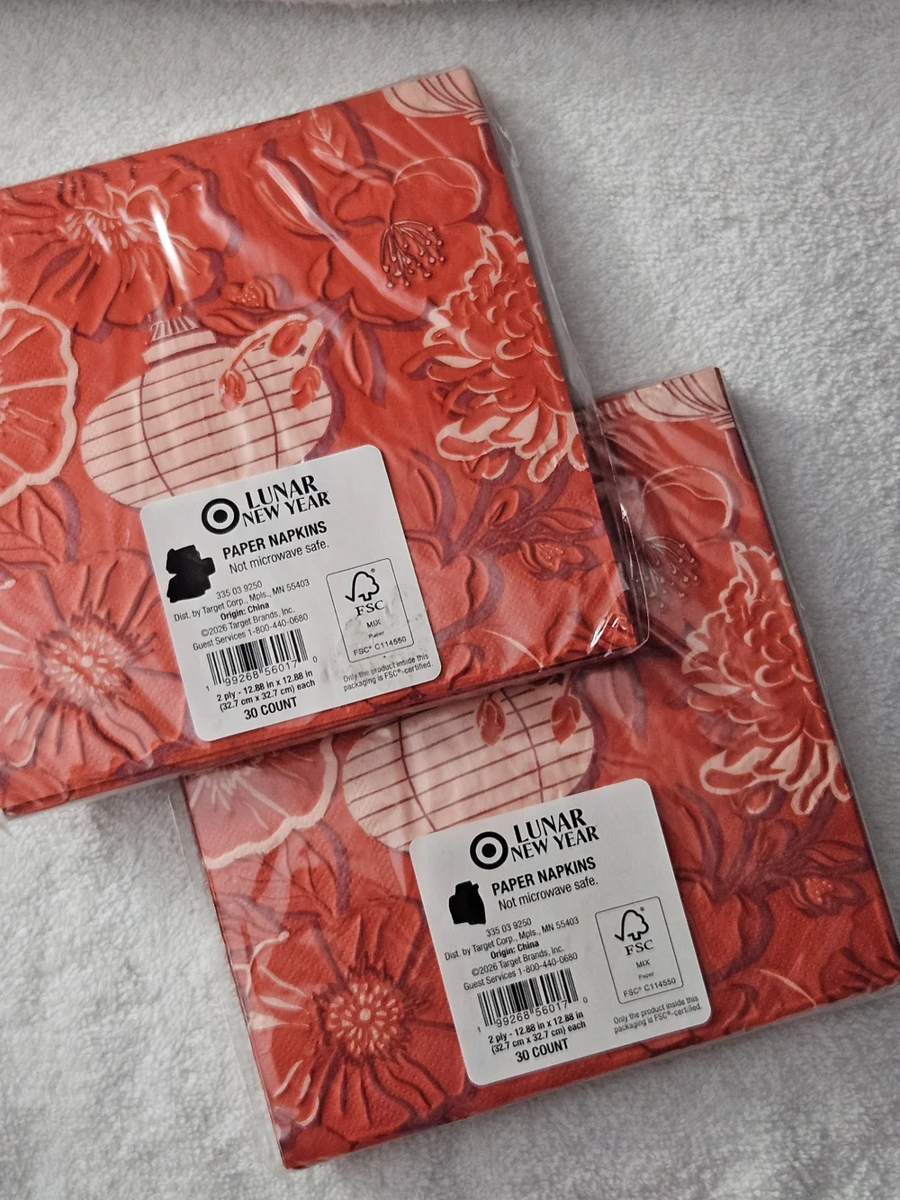 Red Decorative Floral Lantern Paper Napkins - Set of 2 30 CT 2PLY